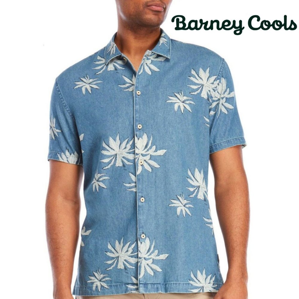 Barney Cools Poolside Button Up Shirt Chambray Sm - image 1